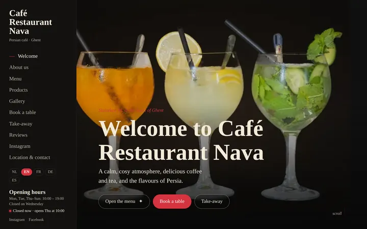 Café Restaurant Nava website